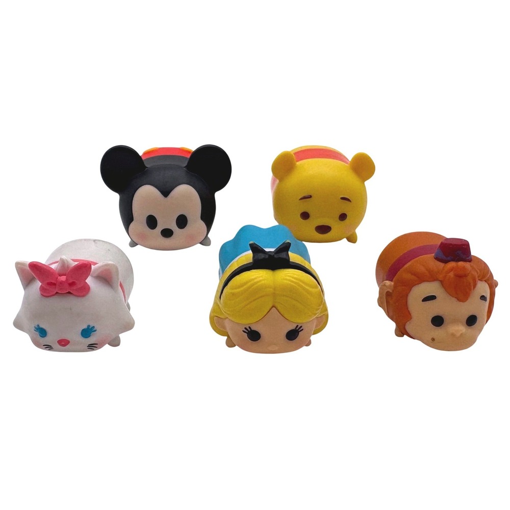 Disney Tsum Tsum Mini Vinyl Figures Lot of 5 Mickey Pooh Alice Marie Abu Jakks